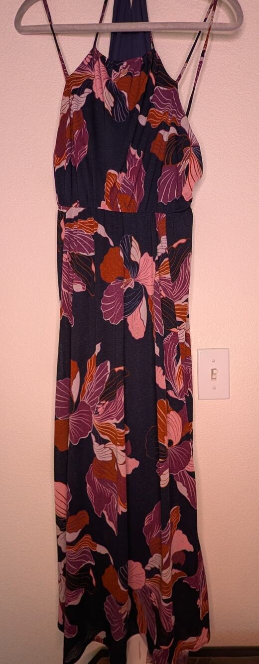 Anthropologie Blue Floral Tiered Maxi Dress S Coquette Vacation Boho Fairy Chic